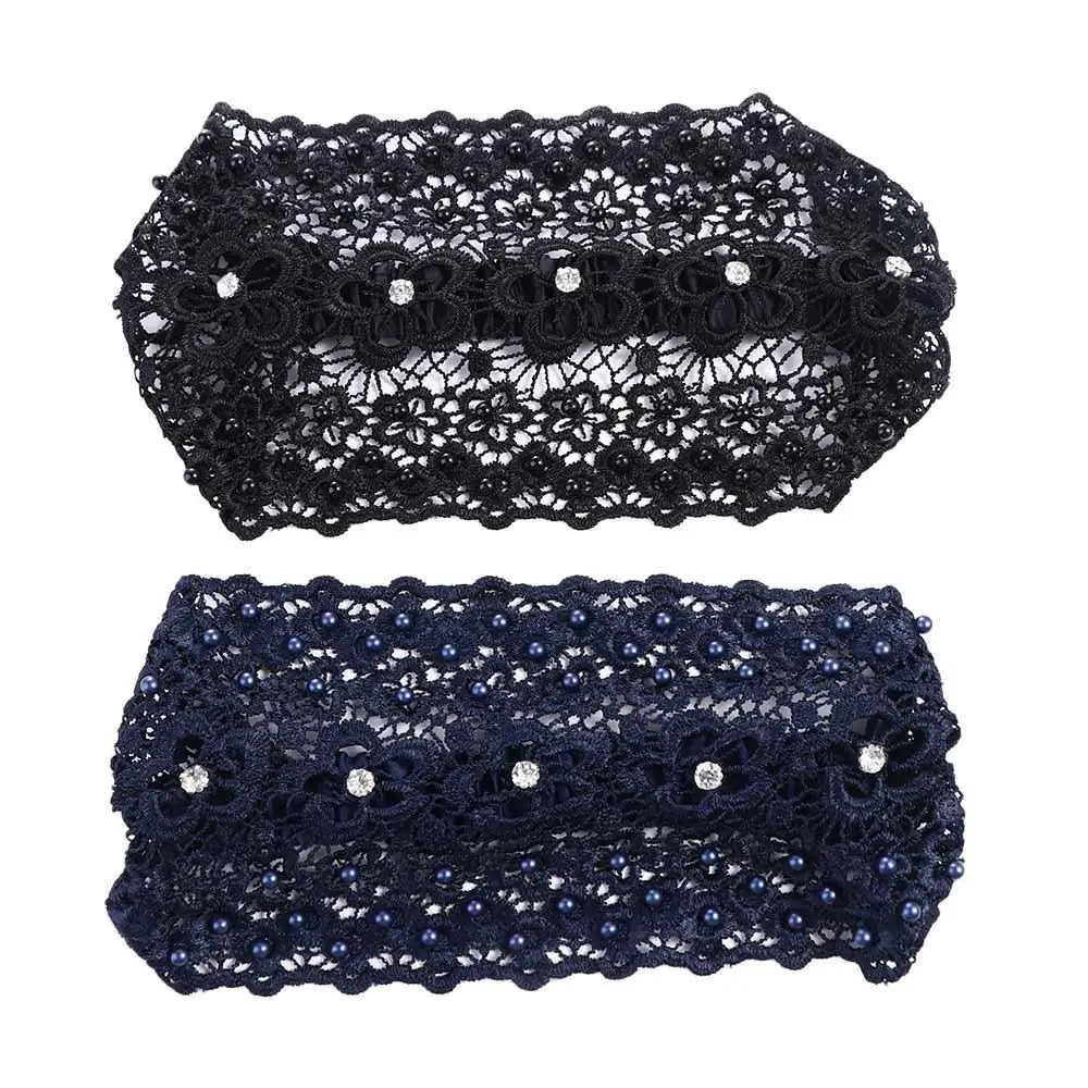 Wide Pearl Lace Headband – Korean Style Hair Hoop for Women