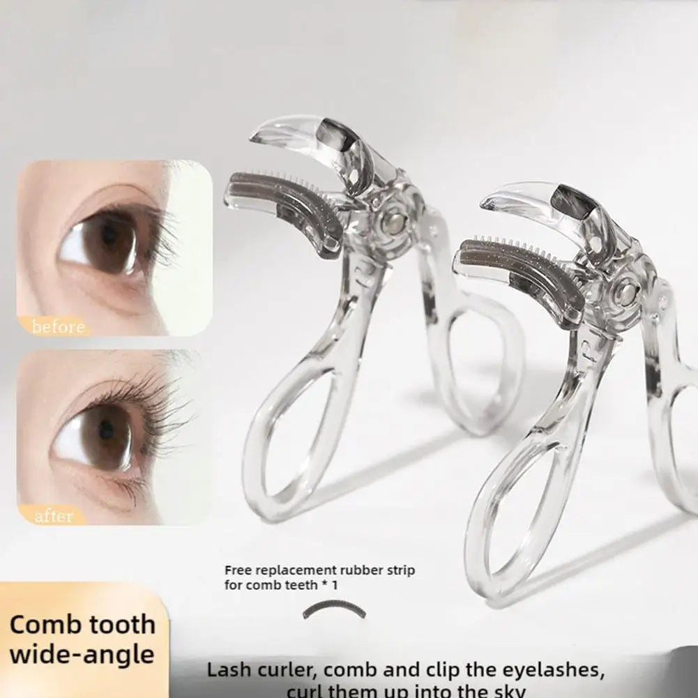 Wide-Angle Eyelash Curler with Comb | Portable Lash Tool