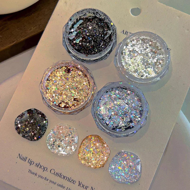 Holographic Chunky Glitter Flakes Iridescent Nail Art Sequins