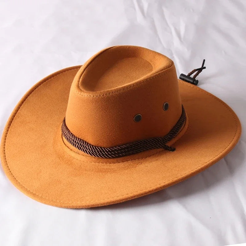 Western Cowboy Hat Vintage Wide Brim Sun Protection Outdoor Riding
