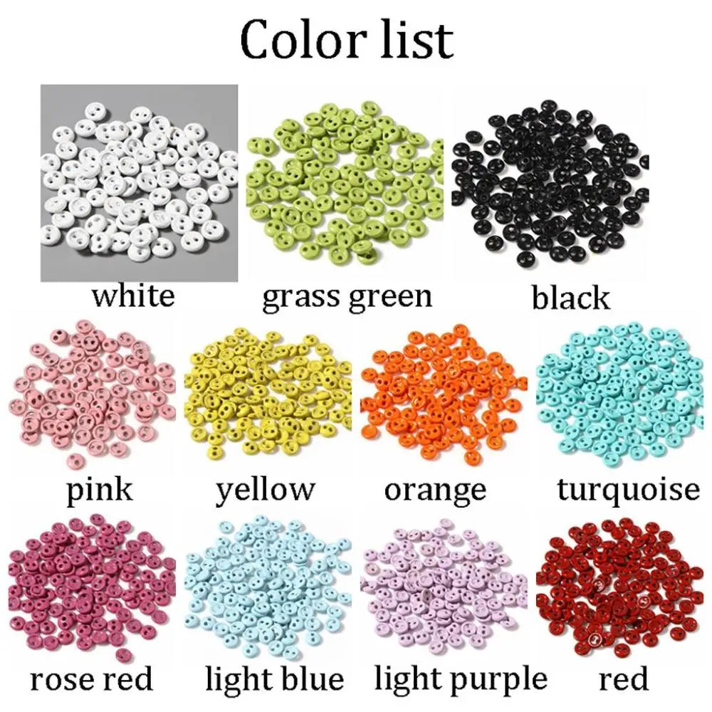 50pcs Mini Round Sewing Buttons 3/4/5mm – 2-Hole DIY Craft