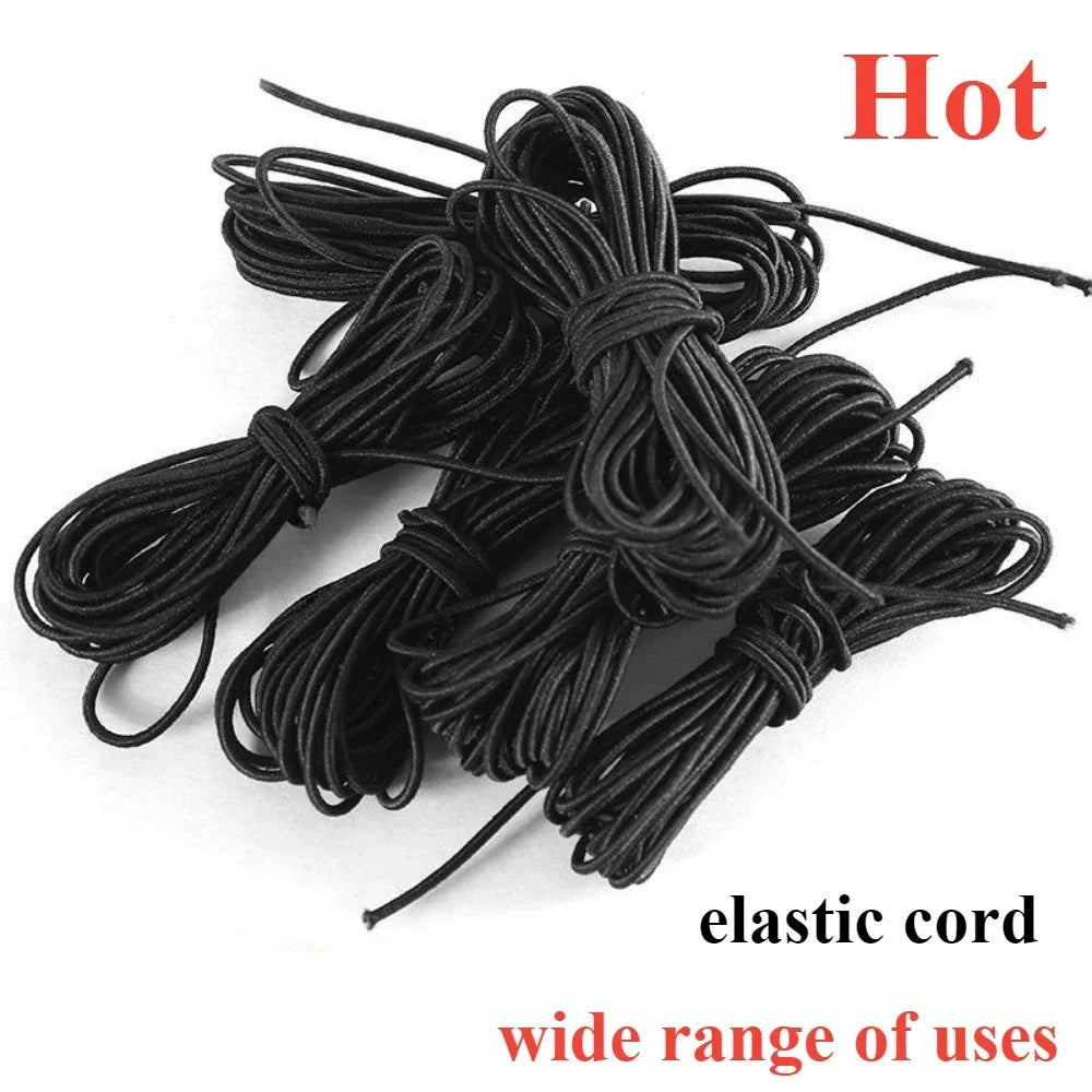 Black Elastic Rope 10M | Polyester Sewing Band 3–8mm DIY
