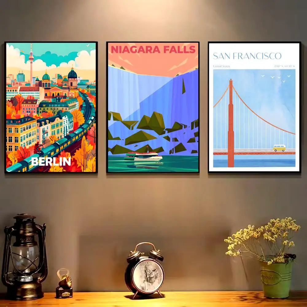 Nordic City Landscape HD Canvas Wall Art Print | Home Decor