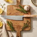 8" Damascus Texture Chef Knife – Carbon Steel & Wood Handle