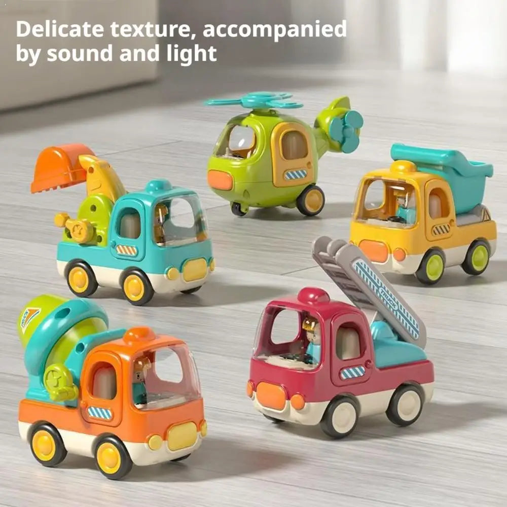 Cartoon Car Toys Dump Truck Mixer Excavator Ladder Helicopter