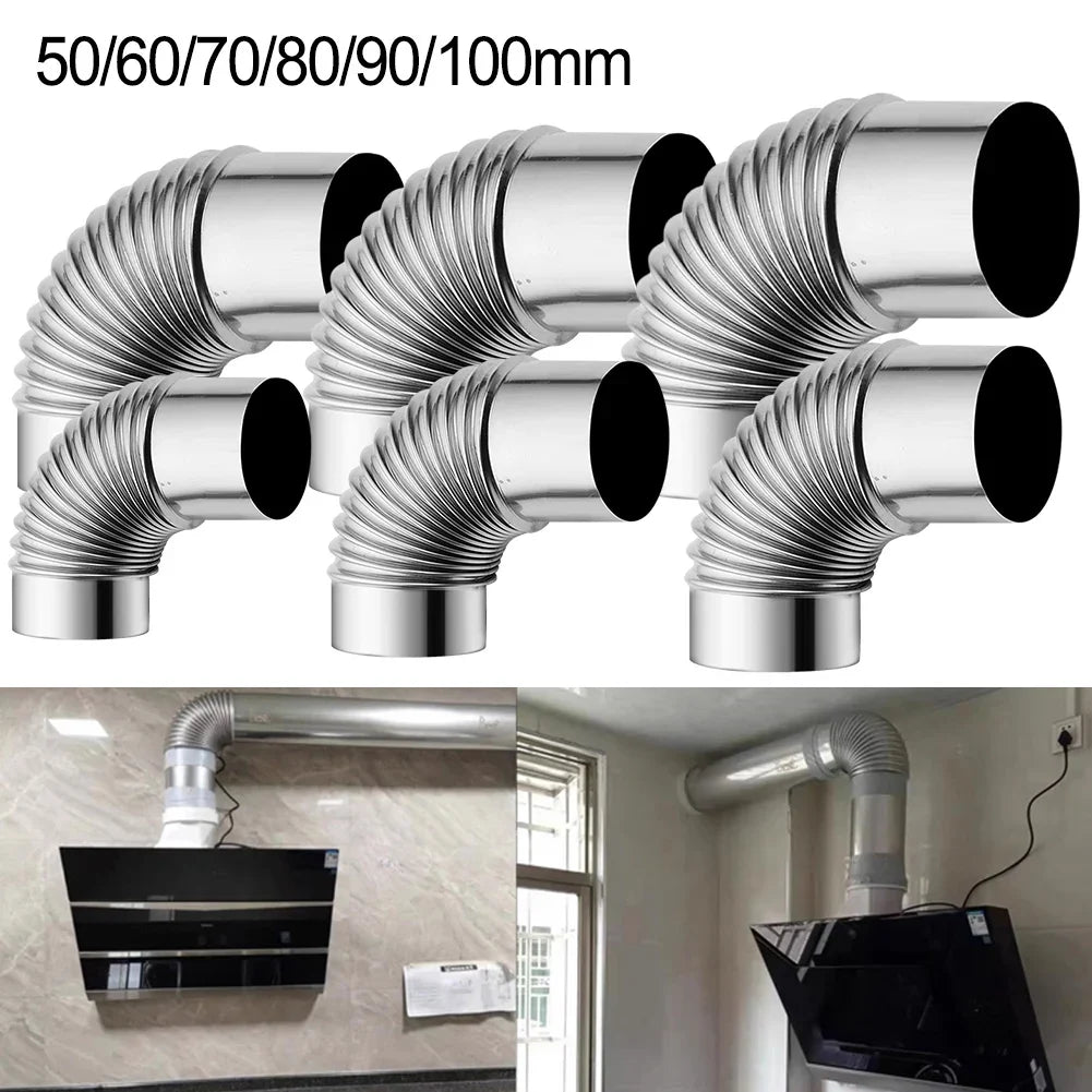 50- Stainless Steel Flue Pipe 90 Degree Elbow Stoves Fireplaces