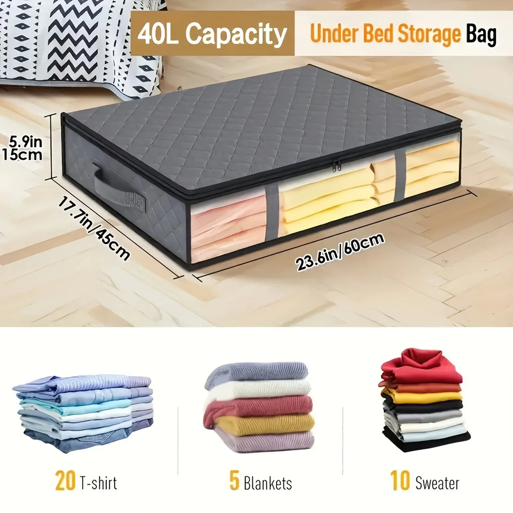 Large Under Bed Storage Bags Non-woven Clothes Organizer Clear Window