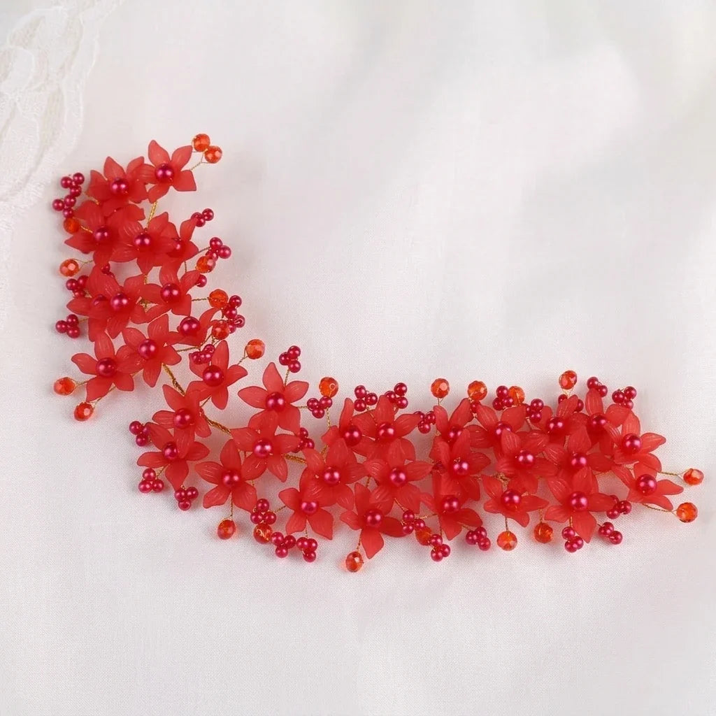 Crystal Pearl Floral Bridal Headpiece | Wedding Hair Accessory