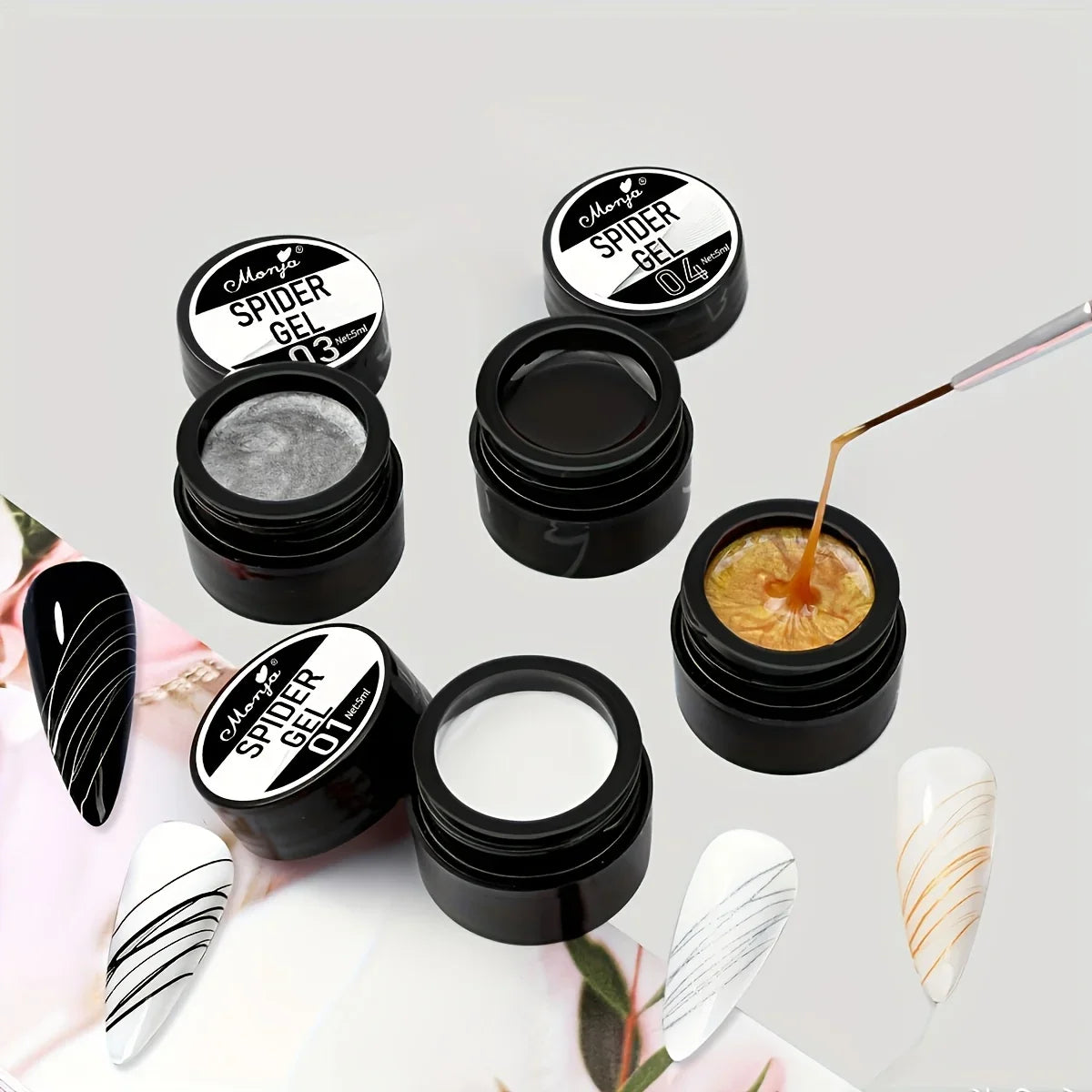 Elastic Carving & Painting Nail Gel Polish – 4 Color Set