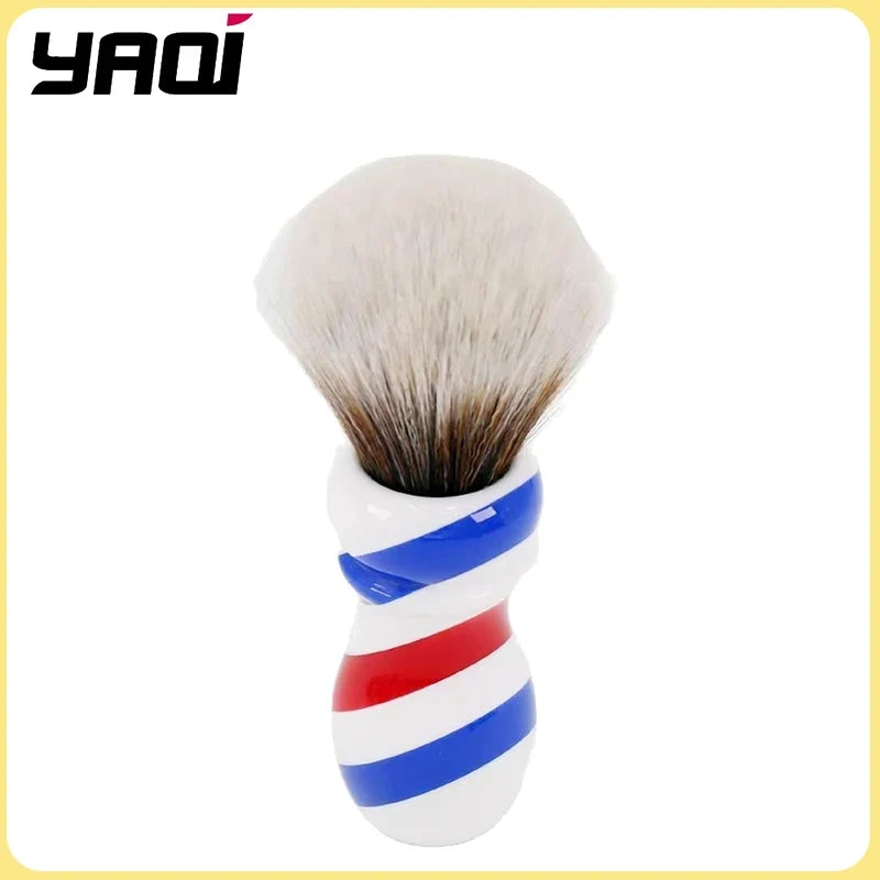 Yaqi Barber Pole Brown Synthetic Knot Mens Wet Shaving Brush Retro