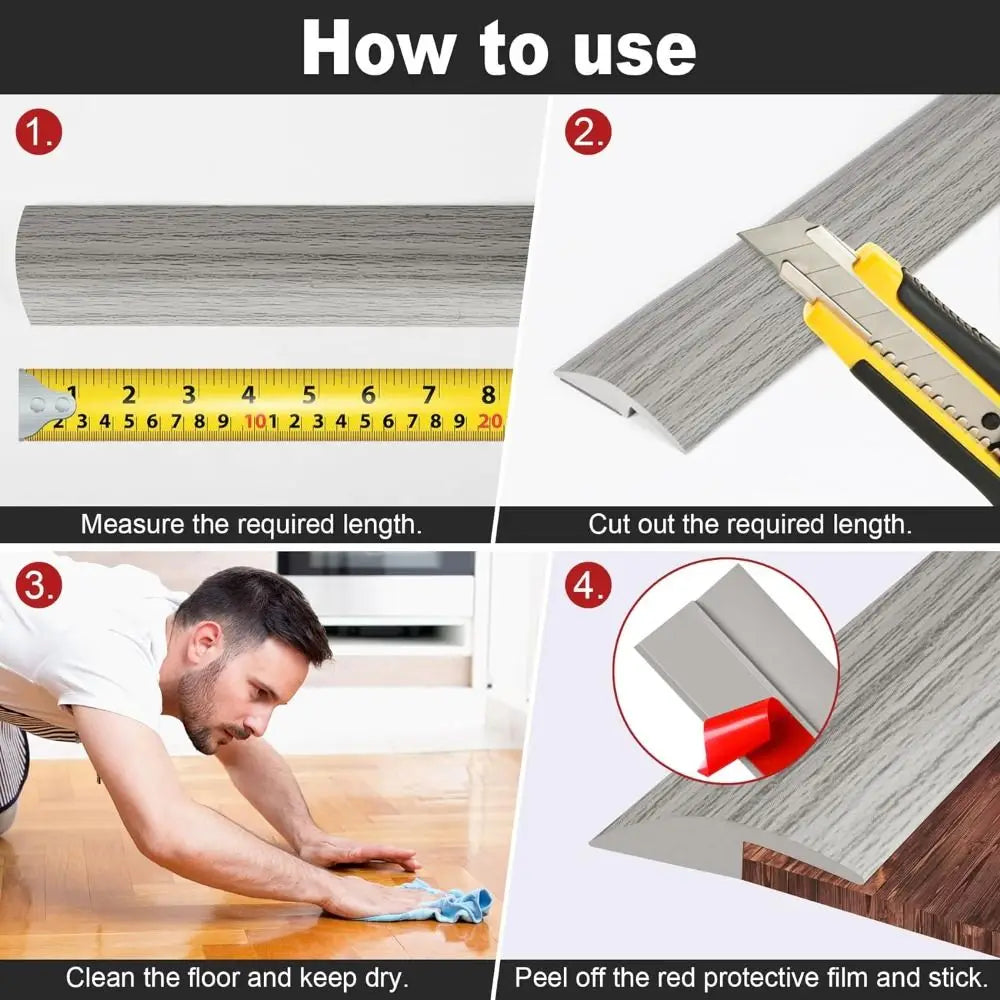 Self-Adhesive PVC Floor Transition Strip – 100cm Threshold Cover