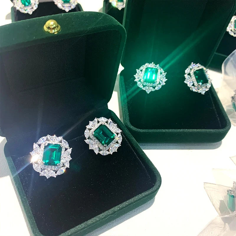 Huitan Cubic Zirconia Stud Earrings – Elegant Women's Gift