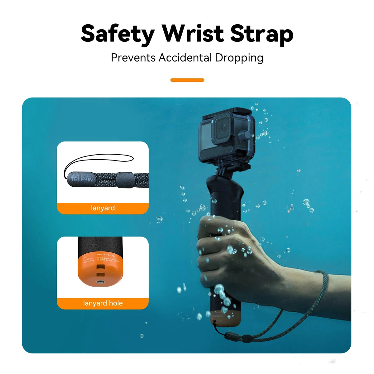 TELESIN Buoyancy Bar Selfie Stick Waterproof Gopro Hero 9 10 11 12