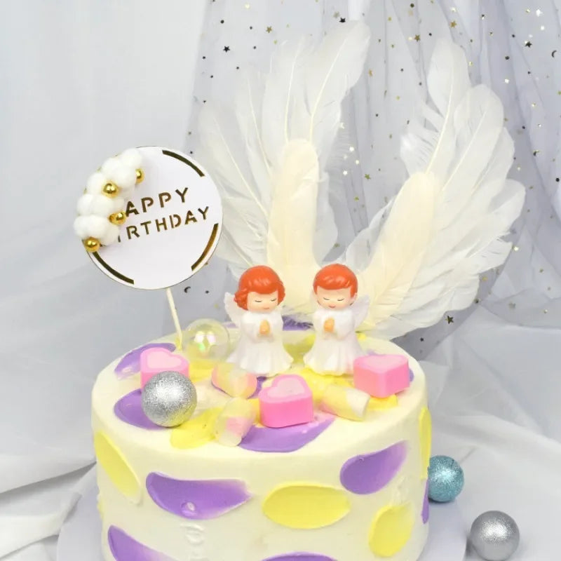 Mini Angel Cake Topper Romantic Garland Happy Birthday Children