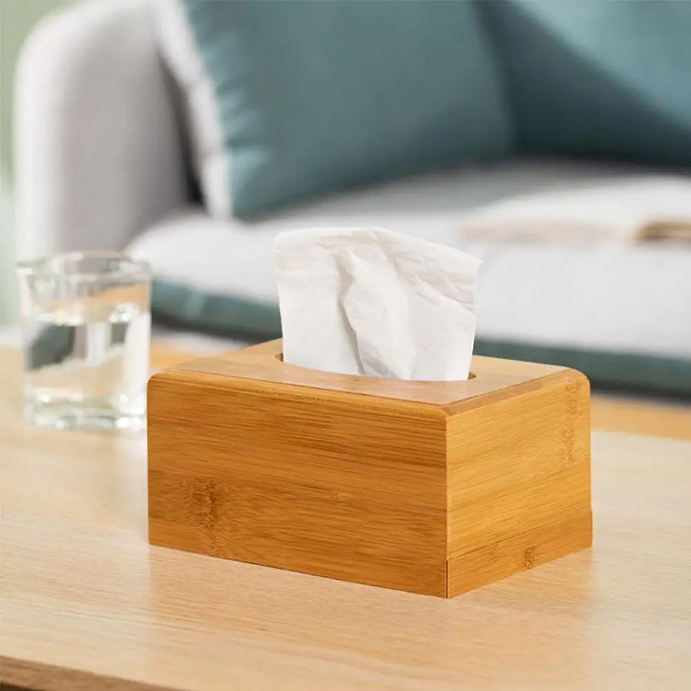 Bamboo Wood Tissue Box Cover | Decorative Napkin Holder