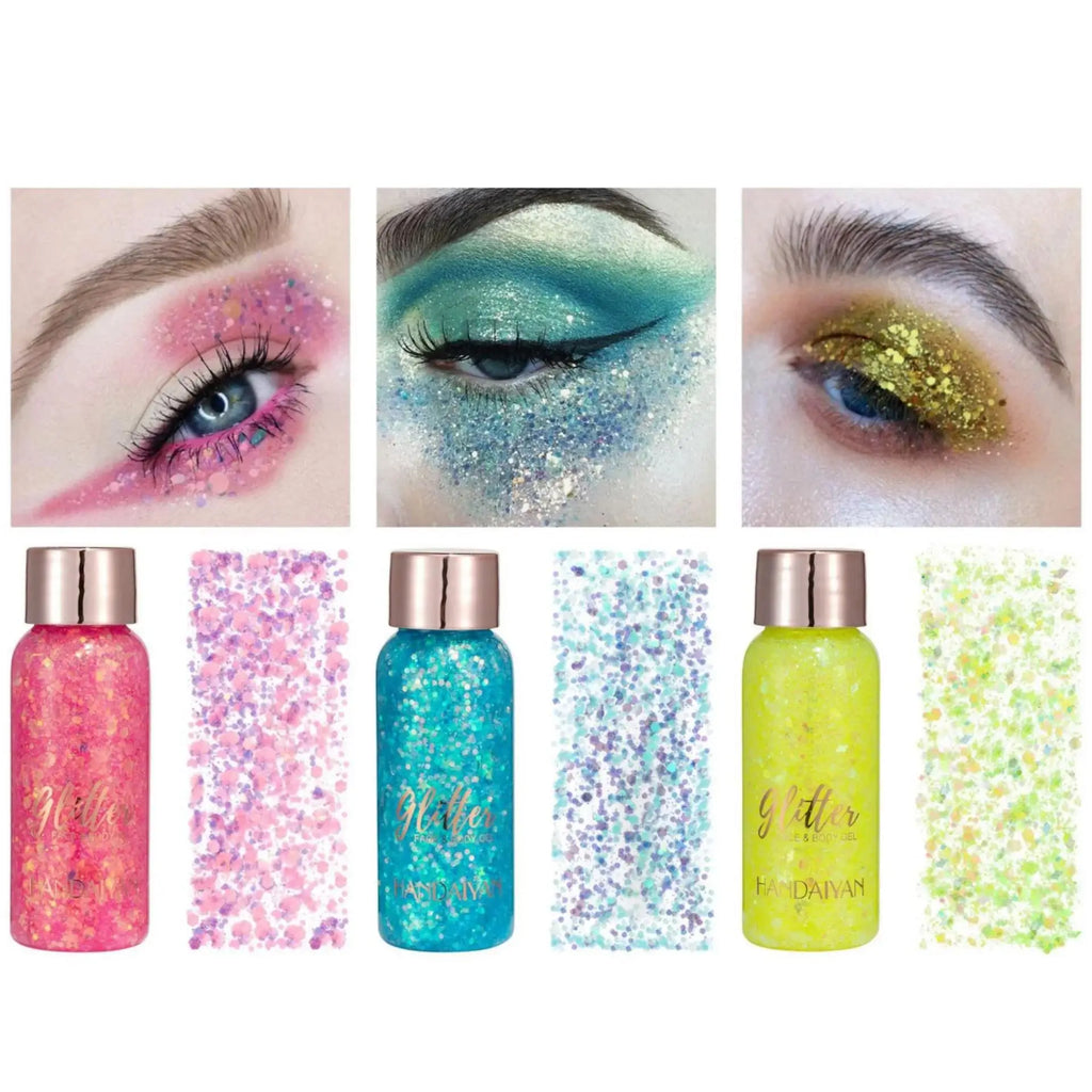 HANDAIYAN 9-Shade Glitter Gel for Face, Body, Hair & Nails