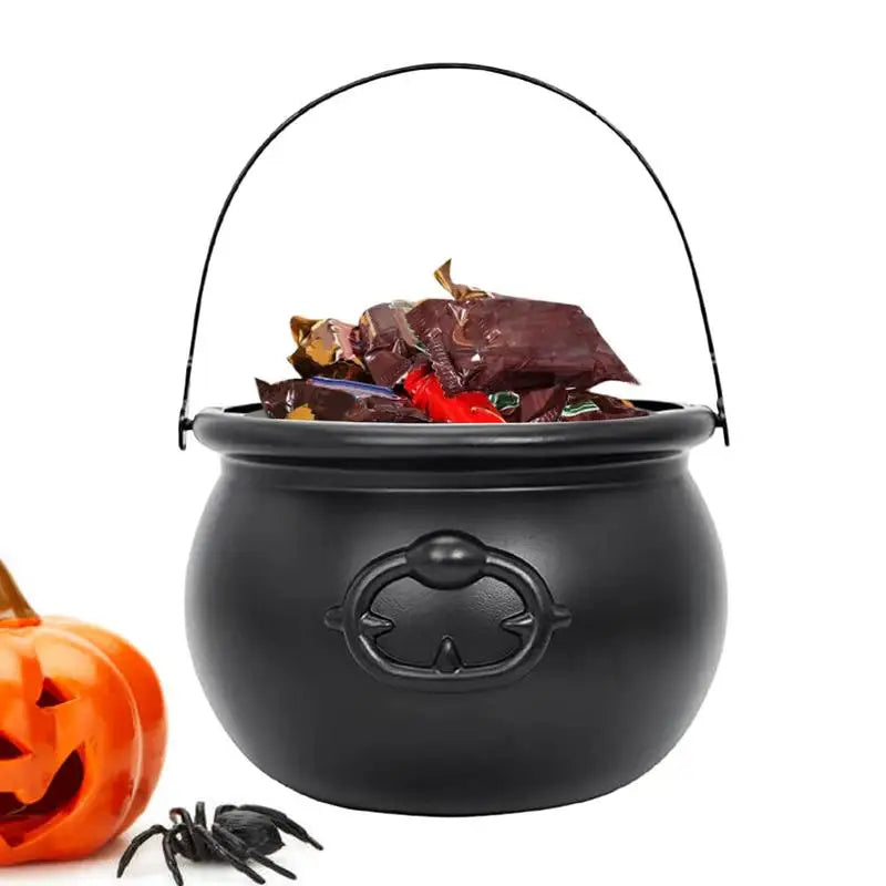 Candy Pot Halloween Witch Pots Spooky Design Black Cauldron Candies