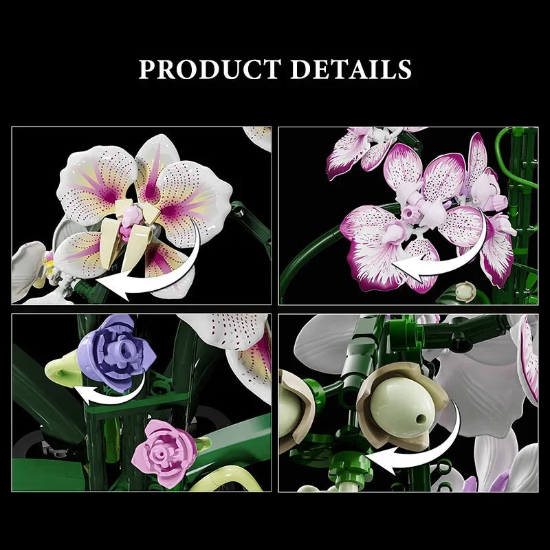 FINGERROCK Orchid Building Blocks DIY Floral Brick Set | Gift