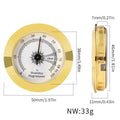 Analog Hygrometer Gold Frame | Humidor Humidity Gauge