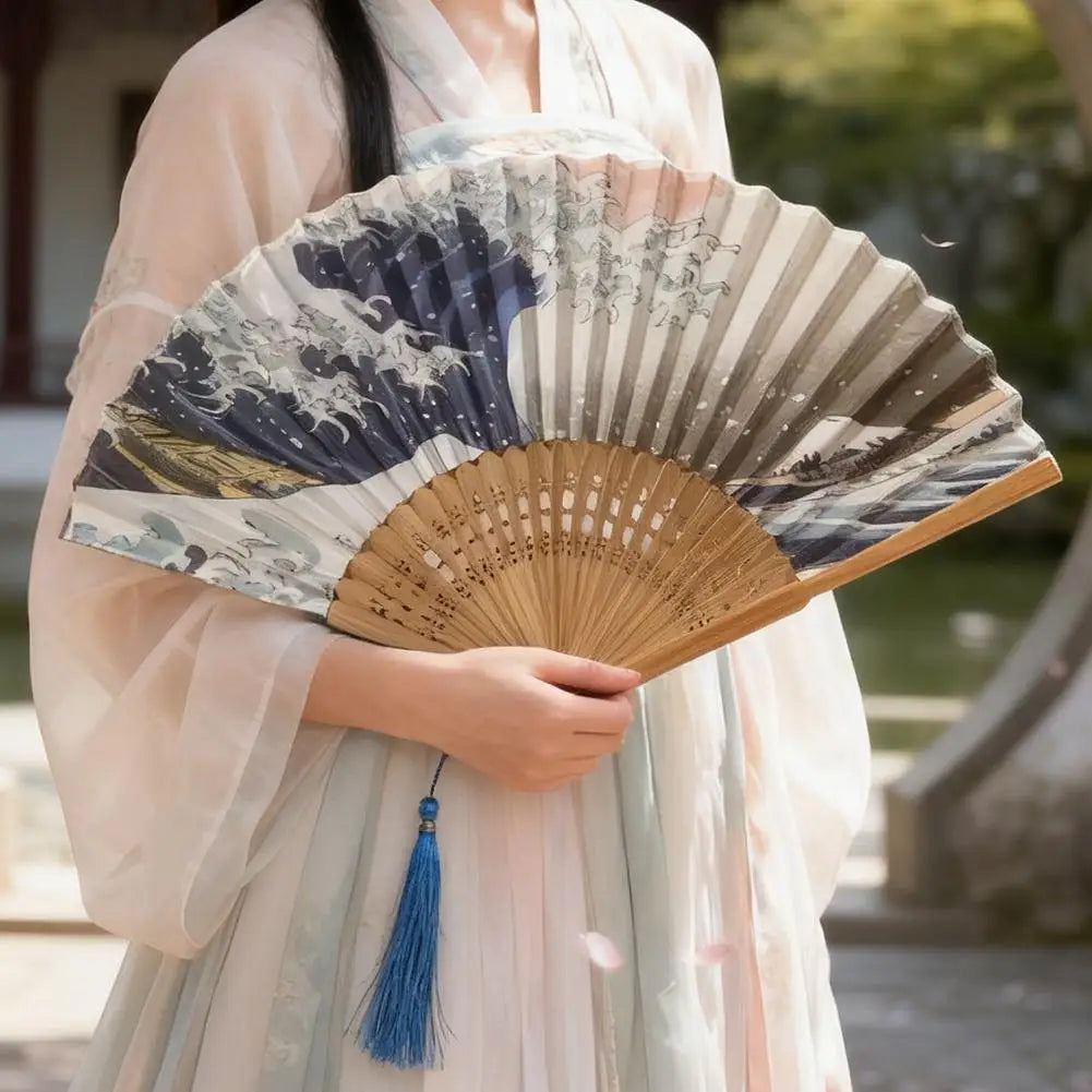 Chinese Handmade Bamboo Silk Folding Fan – 1 or 2 Pack