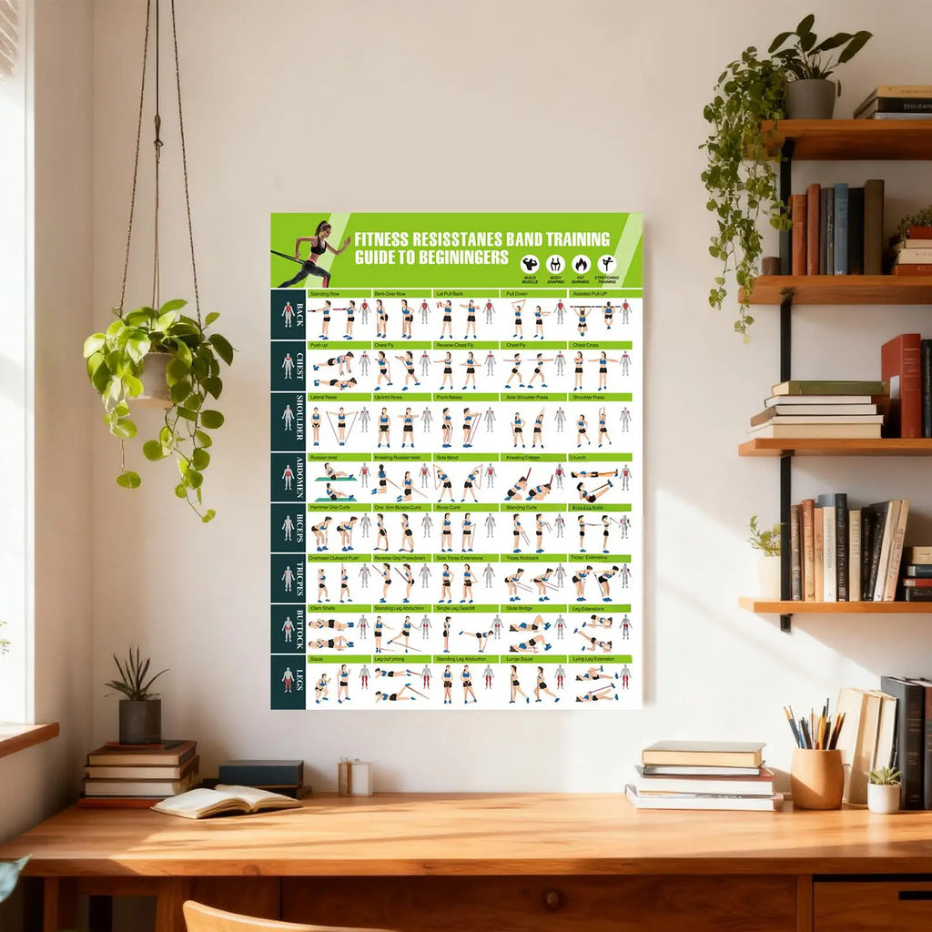 Resistance Band Workout Poster – Home Gym Exercise Guide
