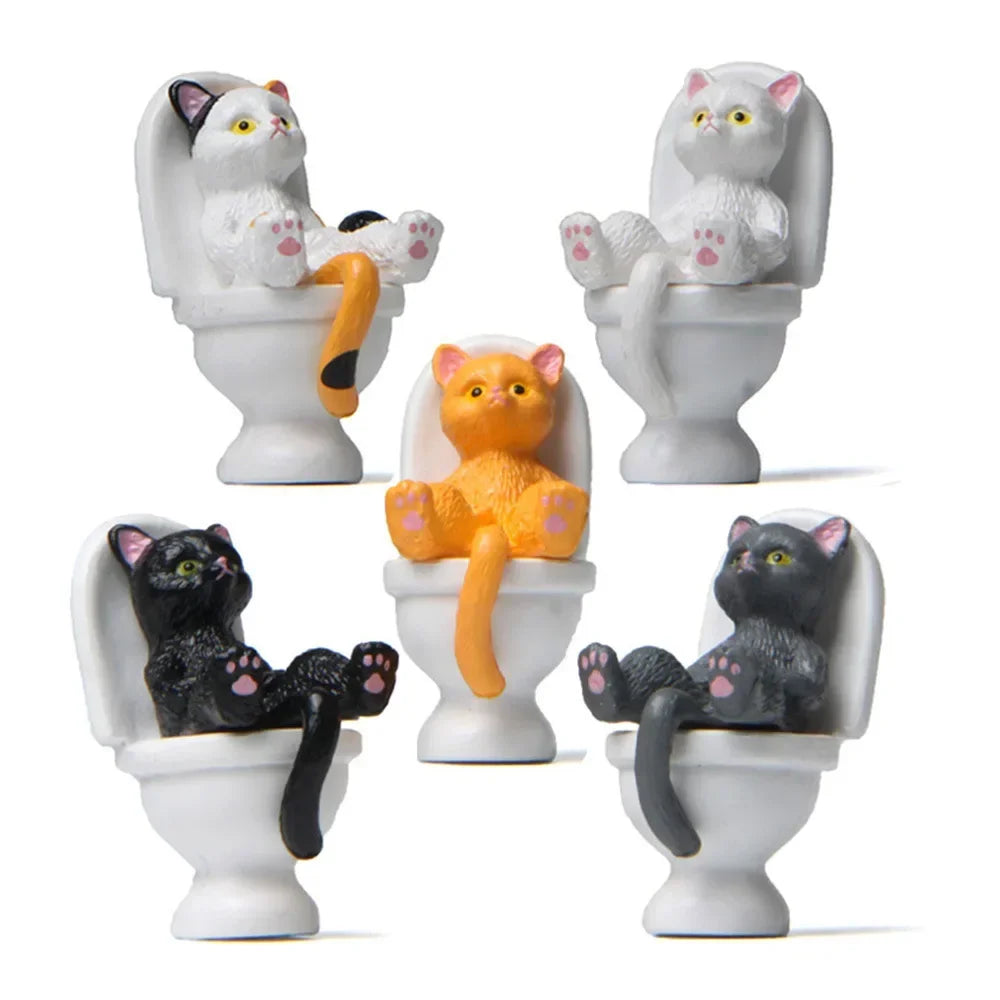 Funny Cat Spiritual Consolation PVC Appearance Toilet Office Mini