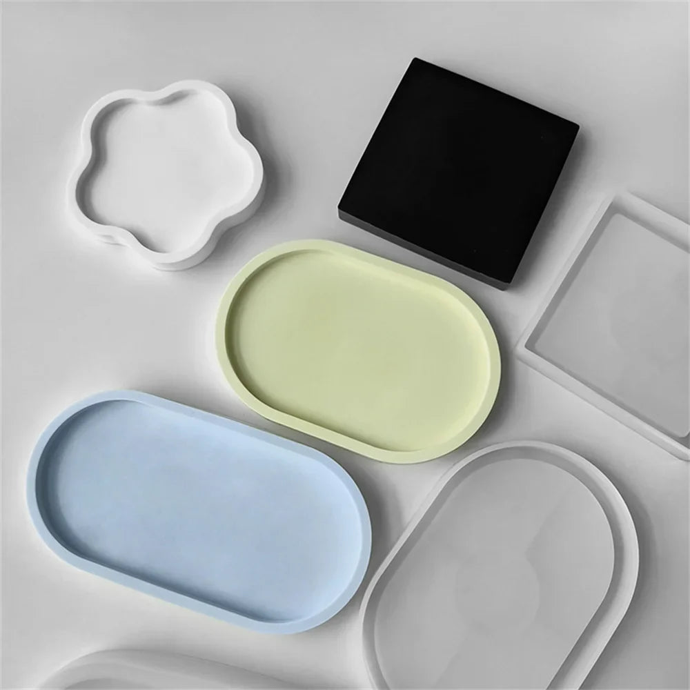 DIY Oval Tray Mold Storage Box Silicone Coaster Crystal Ashtray