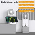 Portable Neck Fan USB Rechargeable Foldable with Power Bank & Holder