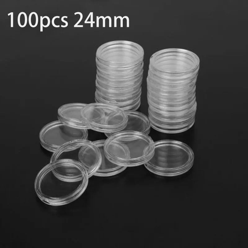 Clear Round Plastic Coin Holder Capsule Container Storage Box