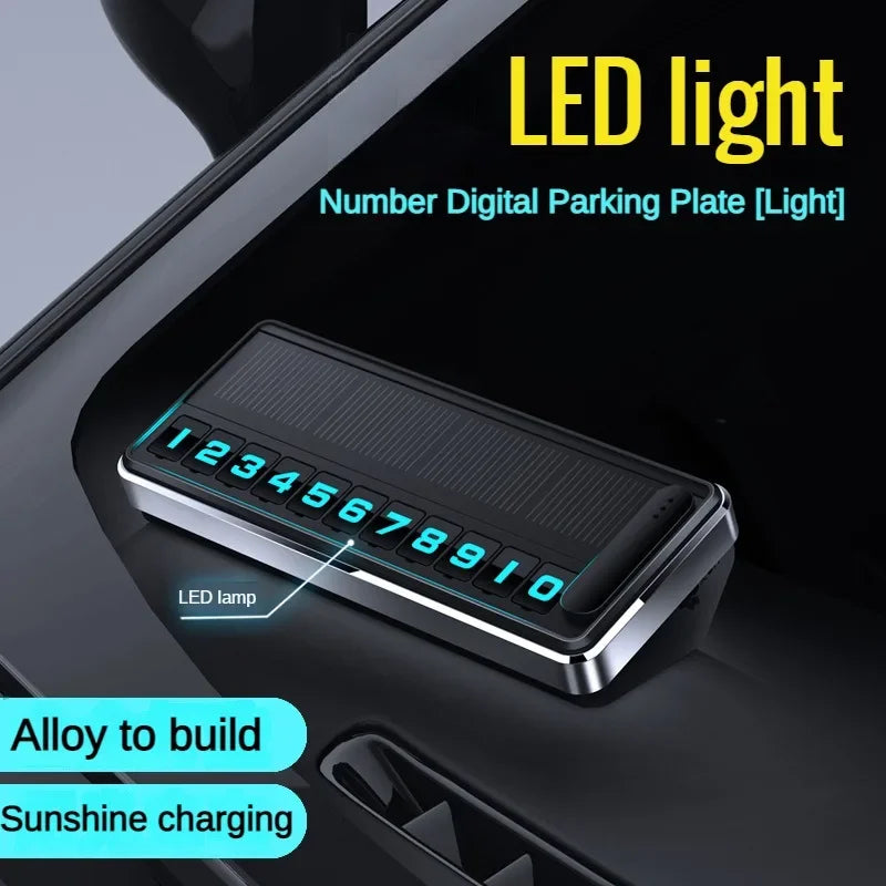 Solar LED Temporary Parking Card with Hidden Number Display
