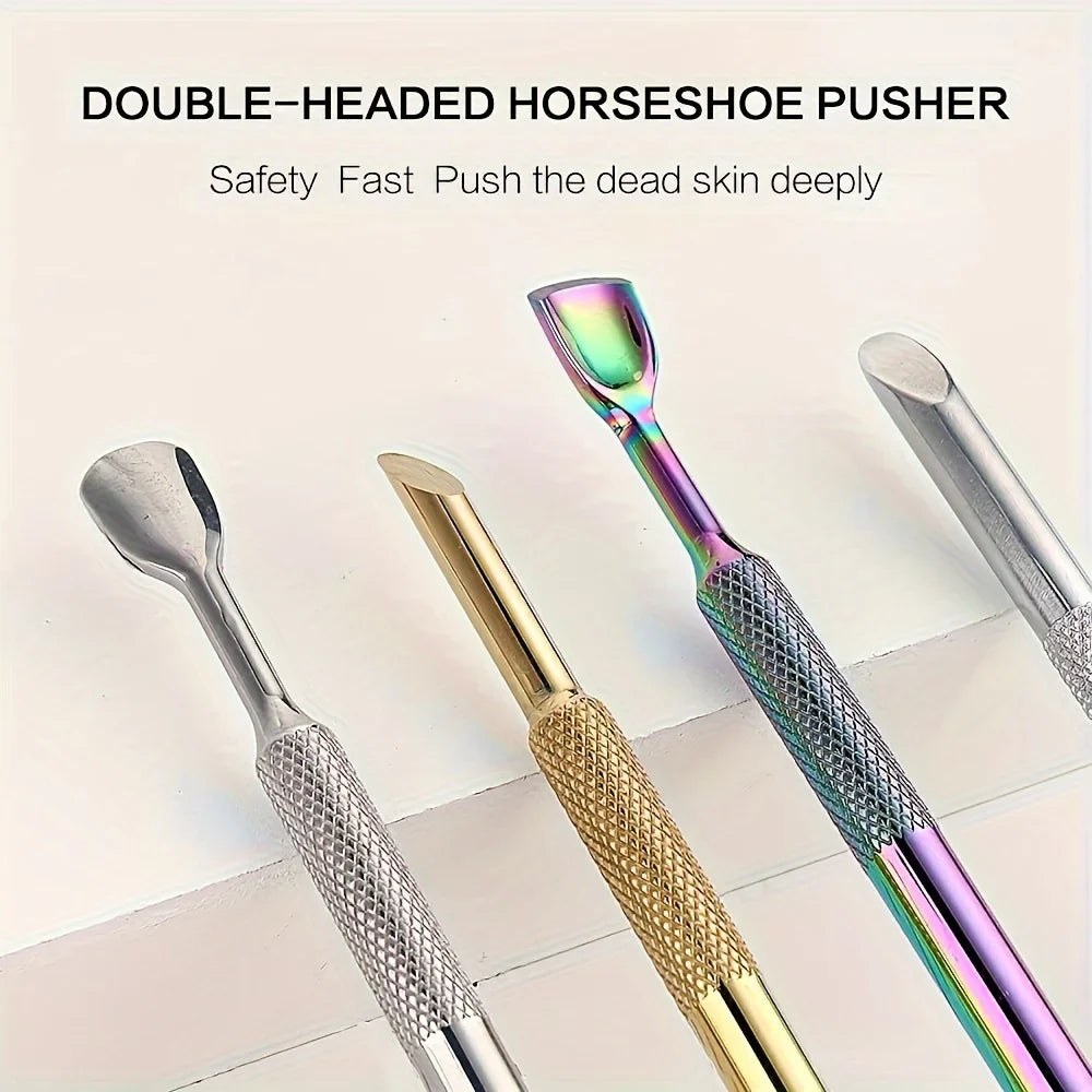 Russian-Style Double-Ended Stainless Steel Cuticle Pusher | 3 Colors