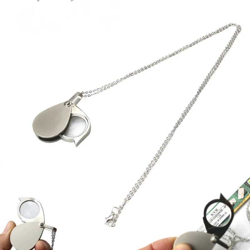 10X Magnifying Glass Necklace Loupe – Portable Dust-Proof Pendant
