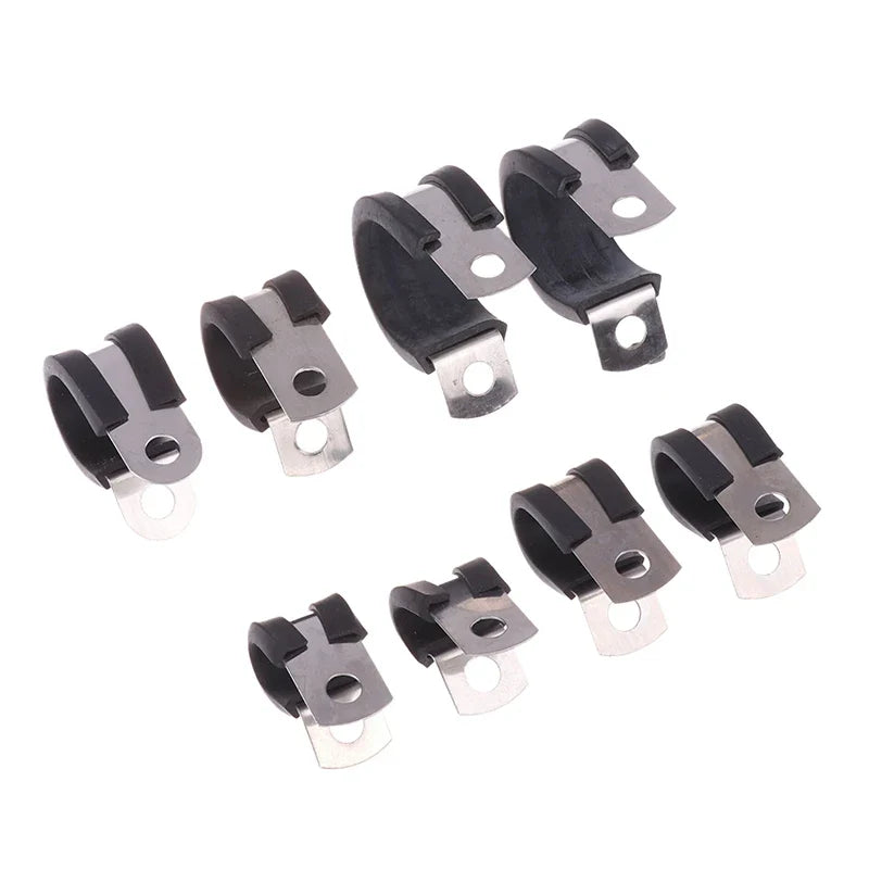 5-Pack Rubber-Lined P Clips 6–20mm | Stainless Steel Pipe Clamps