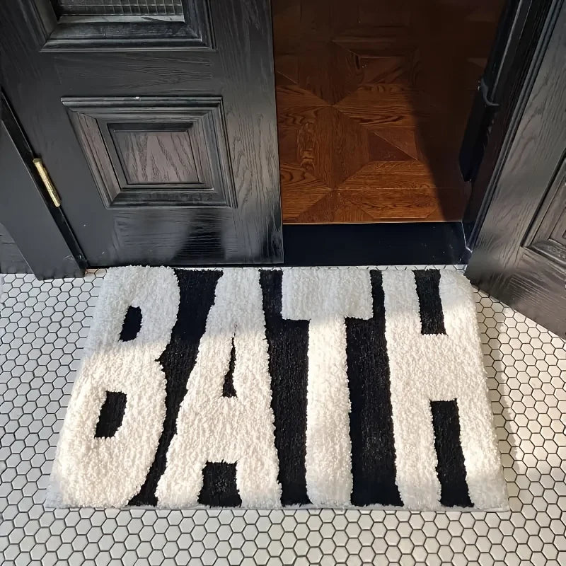 BATH Design Non-slip Mat Ultra Absorbent Polyester Bathroom Rug Black