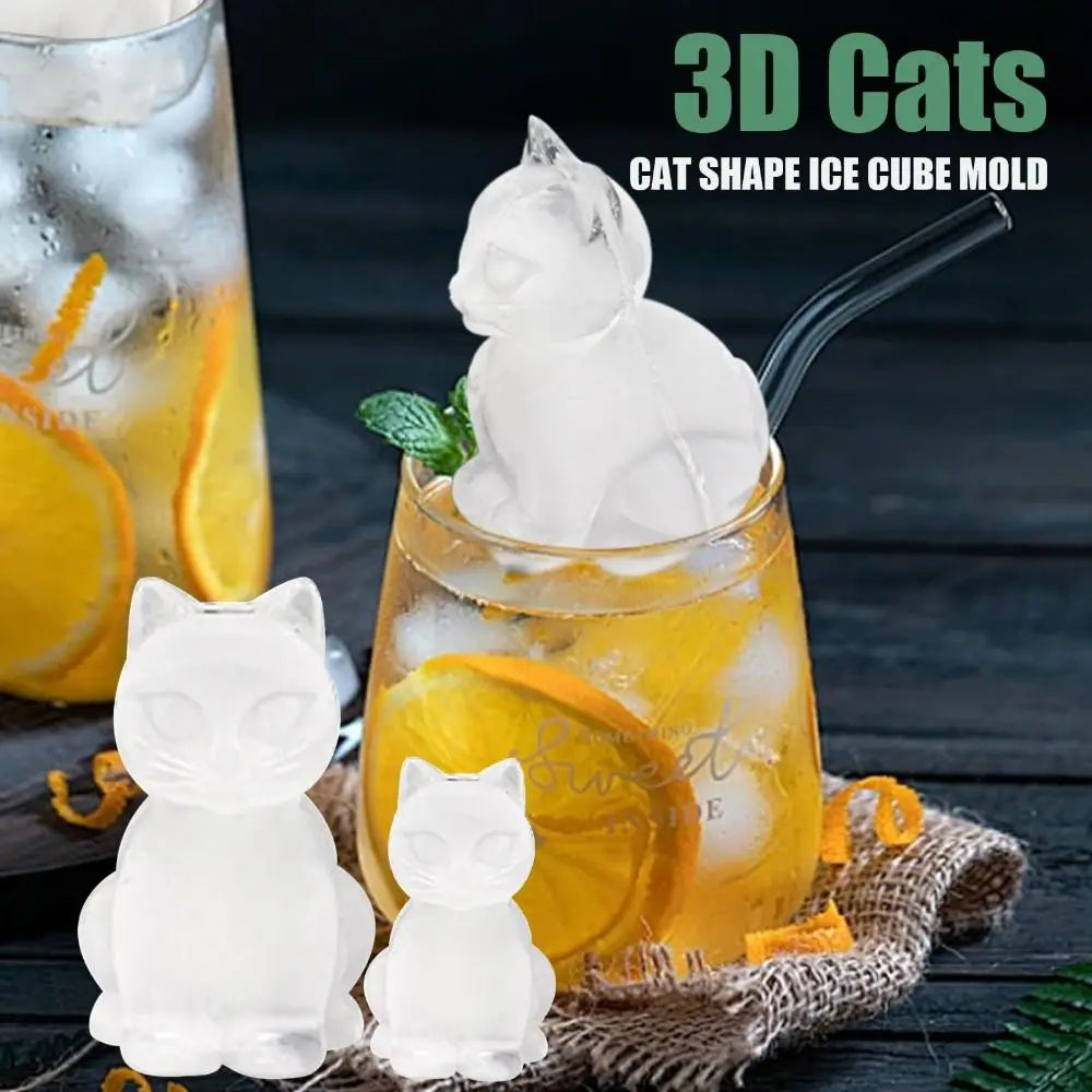 3D Cat Ice Cube Mold – BPA-Free Silicone, 4 Cavities