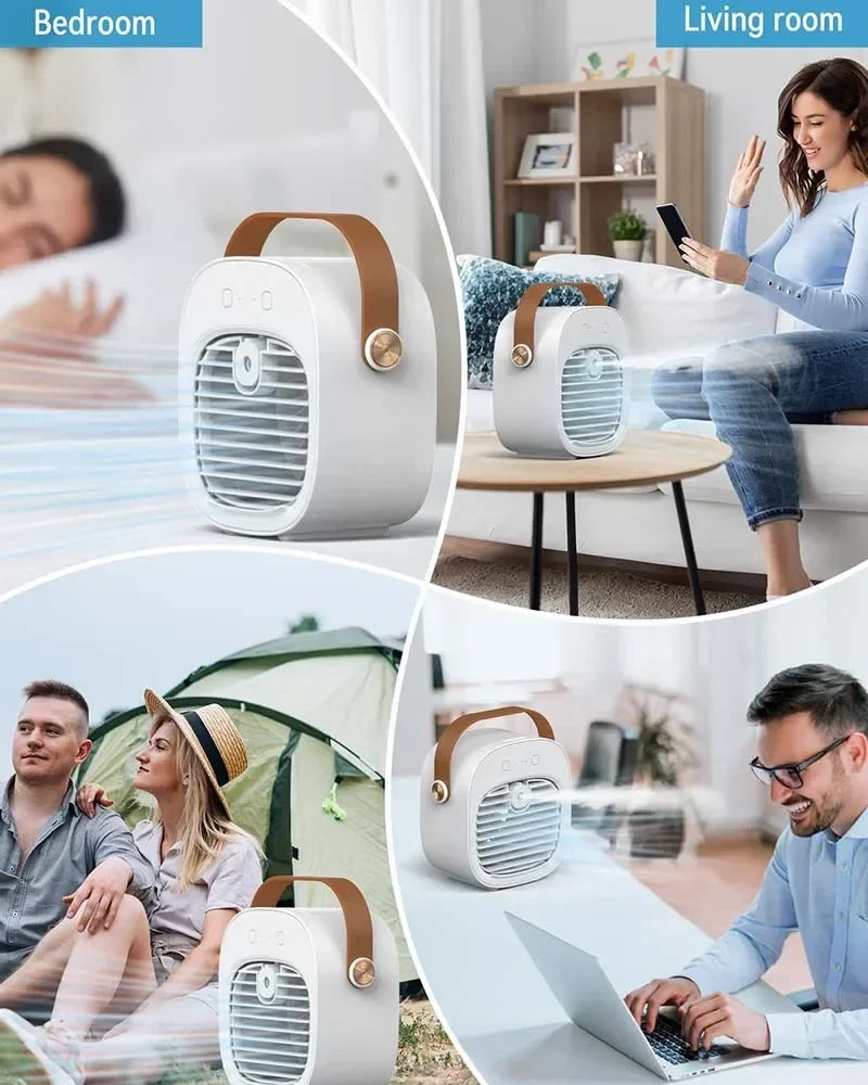 URGGU USB Mini Air Cooler Fan – Mist, LED & 3 Speed Settings