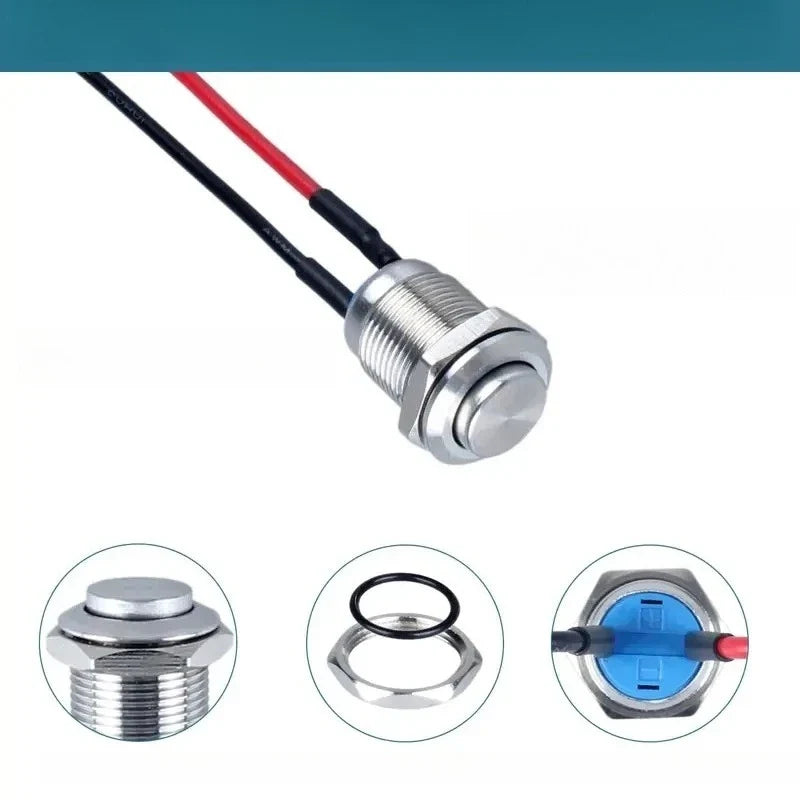 Round Head Momentary Push Button Switch Stainless Steel 1NO Normally