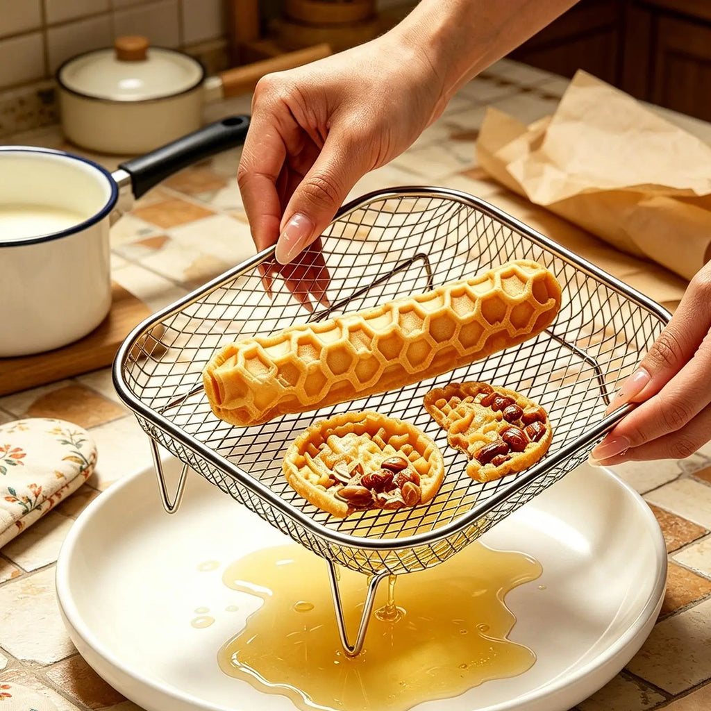 Air Fryer Rack Square Non-reversing Stackable Food Grade Mesh Basket