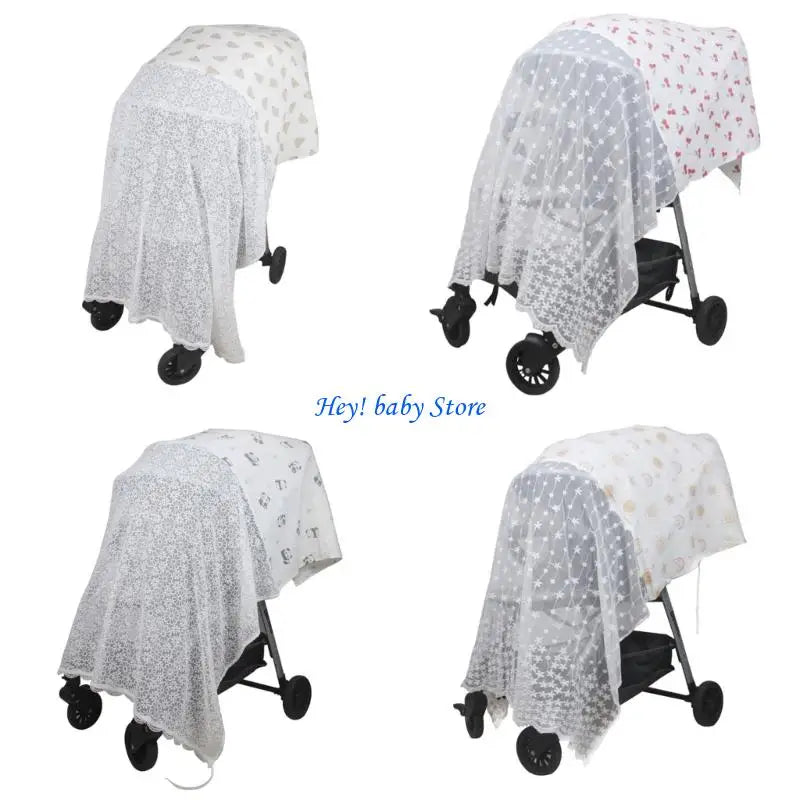 Baby Stroller Full Coverage Sun Shade & Fly Net Canopy Cover