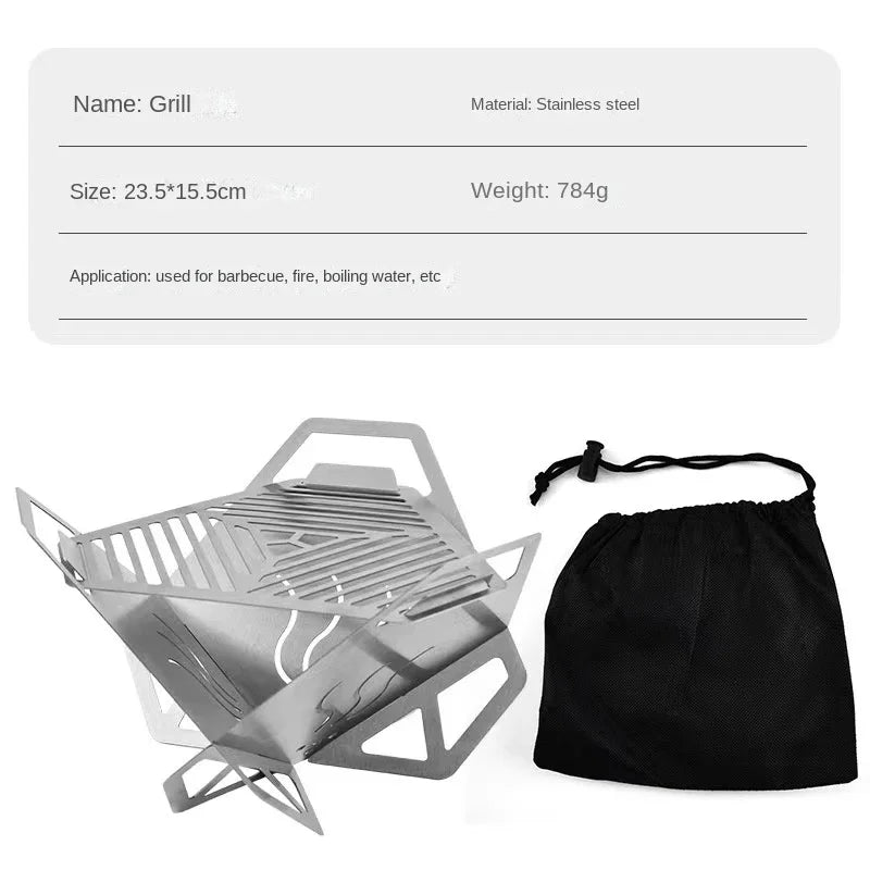 Portable Folding Charcoal BBQ Grill | Outdoor Stainless Steel Grill