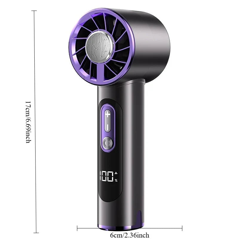 URGGU Handheld Turbo Fan – 100 Speeds, USB Charging, Digital Display