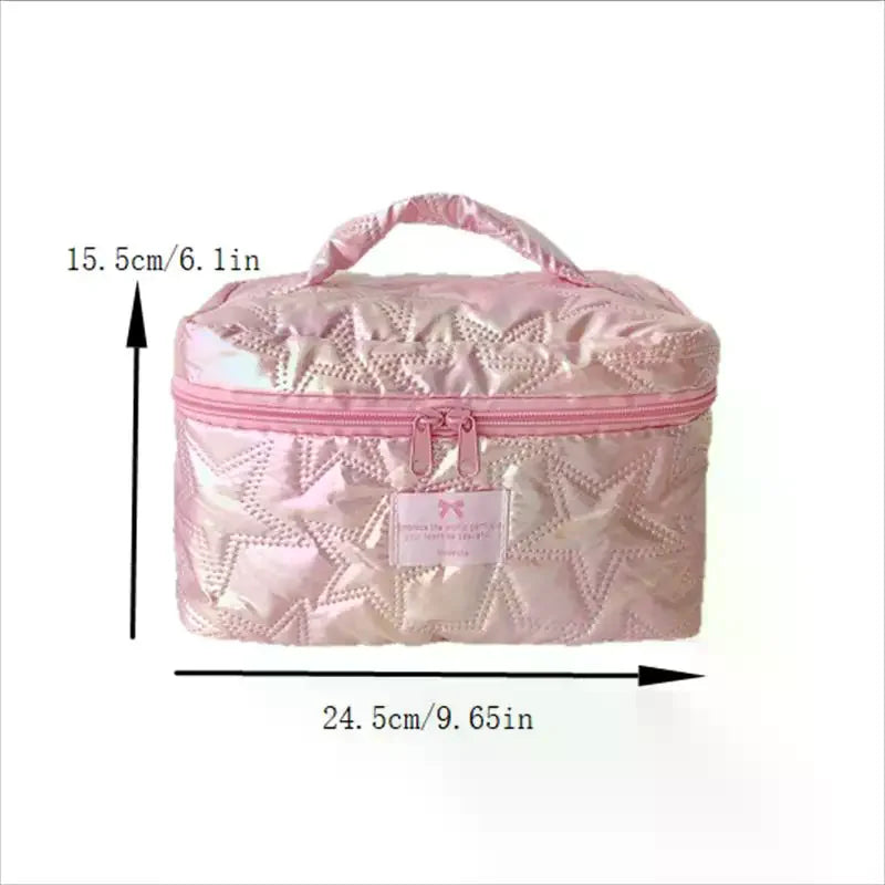 Shiny Star Makeup Bag – Cute Zipper Cosmetic Organizer Women