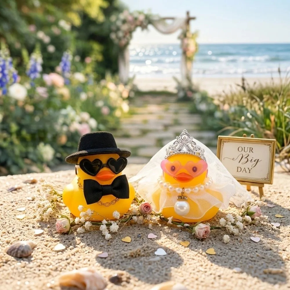 Bride & Groom Duck Ornament Set | Wedding Favors & Decor