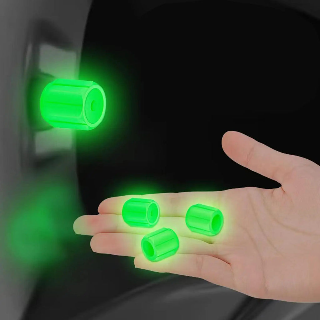 16 Luminous Car Valve Caps Mini Non-slip Air Rim Cover Glow Dark