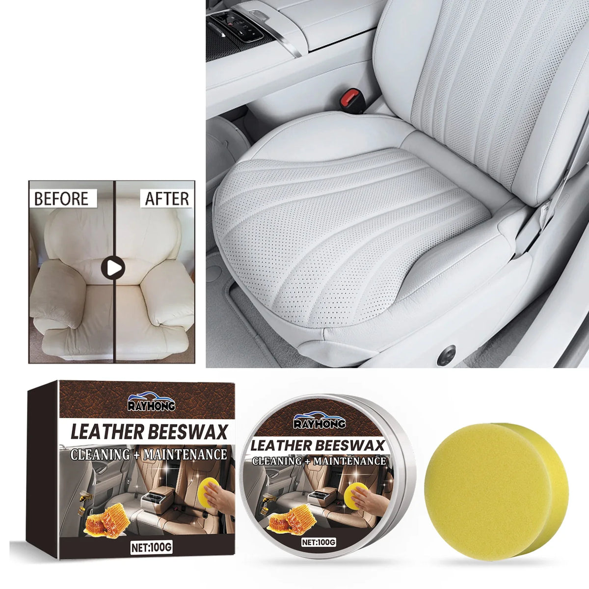 RayHong Leather Care Repair Cream – Car Seat & Sofa Restorer