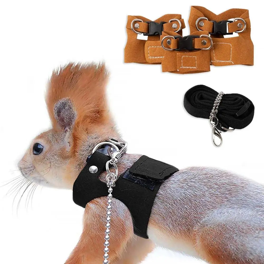 Adjustable Leather Rat & Lizard Harness Leash Set – 3 Sizes
