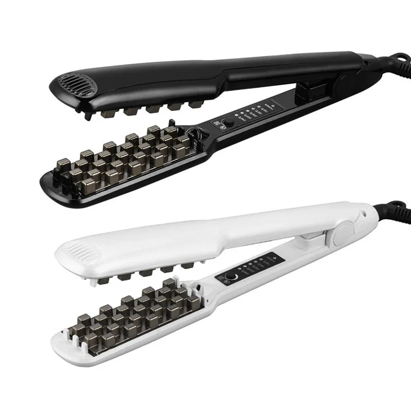 2-in-1 Ceramic Crimping & Volumizing Hair Straightener Iron