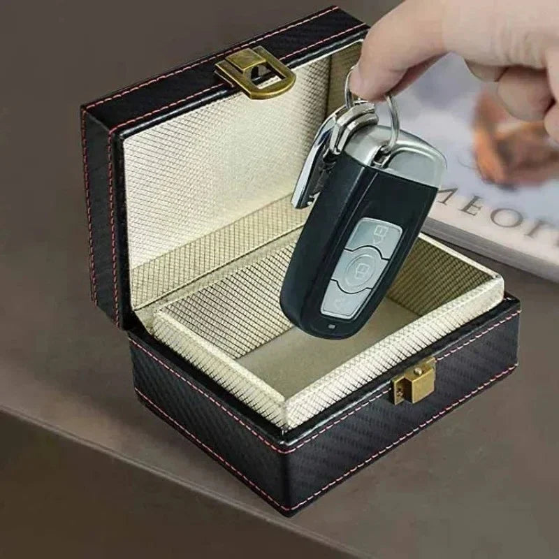 Faraday Box RFID Signal Blocker | Leather Car Key Security Box