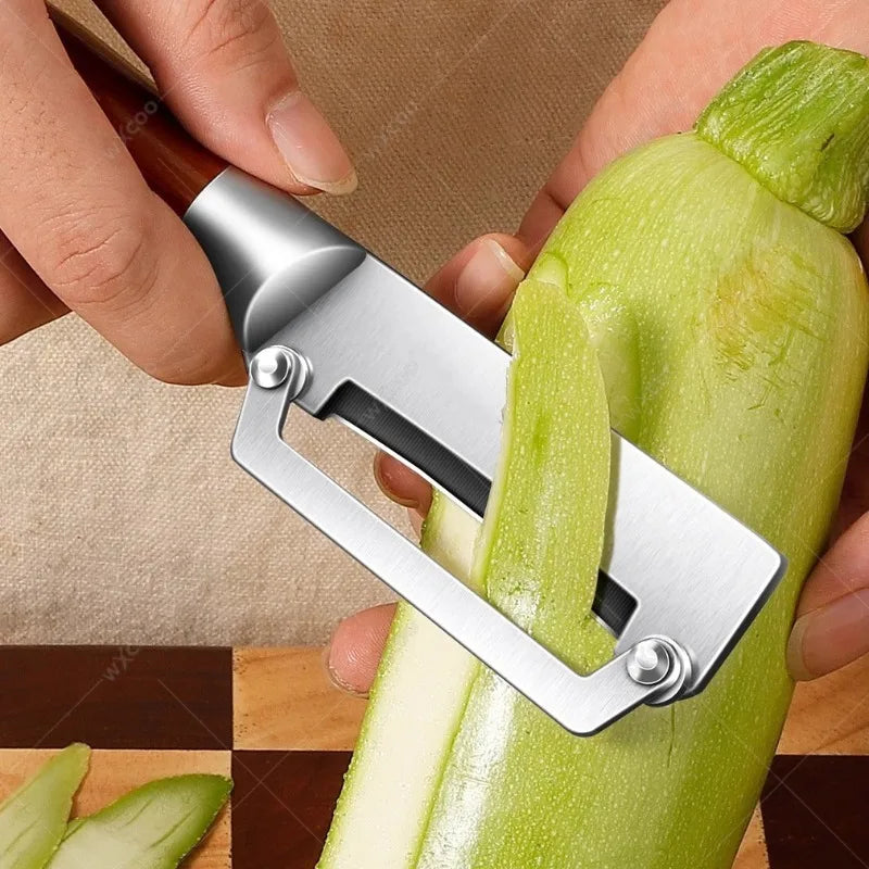 WXCOO Stainless Steel Chef Cleaver & Peeler Set | Wood Handle