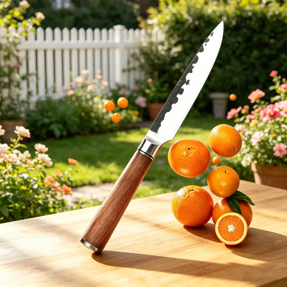 Handmade 5Cr Steel Kitchen Knife – Rosewood Handle, 12cm Blade
